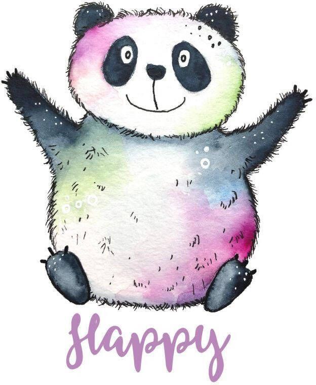 Wall-Art Wandfolie Levensvreugd Happy panda (1 stuk) - Foto 3