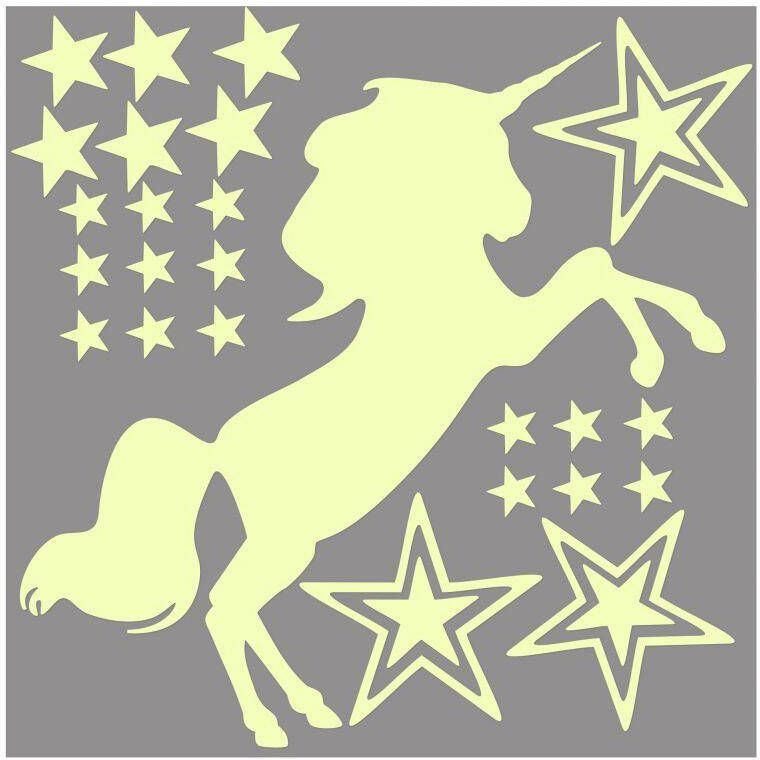 Wall-Art Wandfolie Lichtgevende sticker eenhoorn paarden (1 stuk) - Foto 2