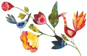 Wall-Art Wandfolie Sprookjesachtig bloemen en vogels (1 stuk)