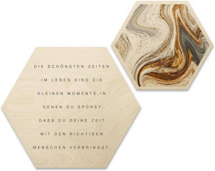 Wall-Art Wandspreuk Opschrift collage citaat houten beelden (set 2 stuks) - Foto 5