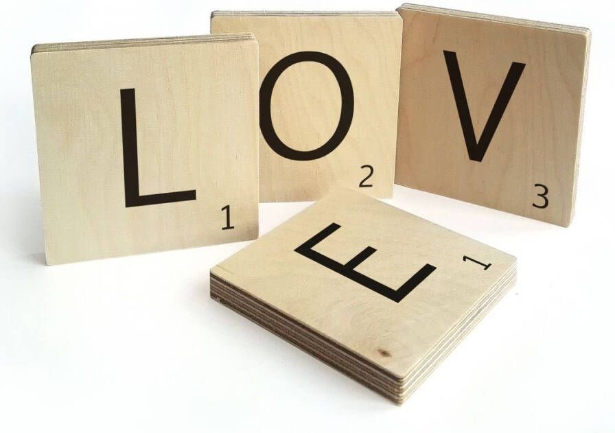 Wall-Art Wandspreuk Scrabble deco letters Love (set 4 stuks) - Foto 3