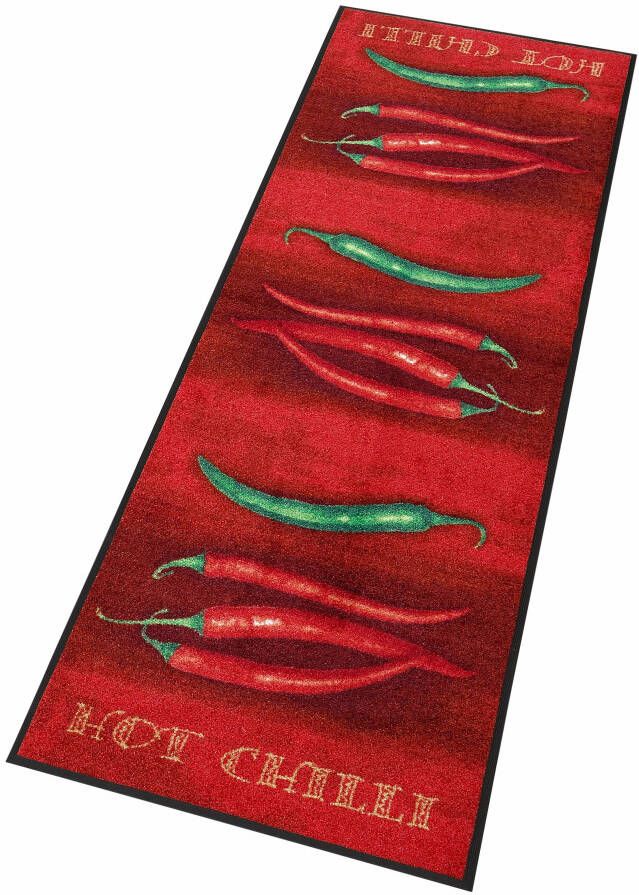 Wash+dry by Kleen-Tex Keukenloper Hot Chili Motief chili antislip geschikt voor binnen en buiten wasbaar keuken