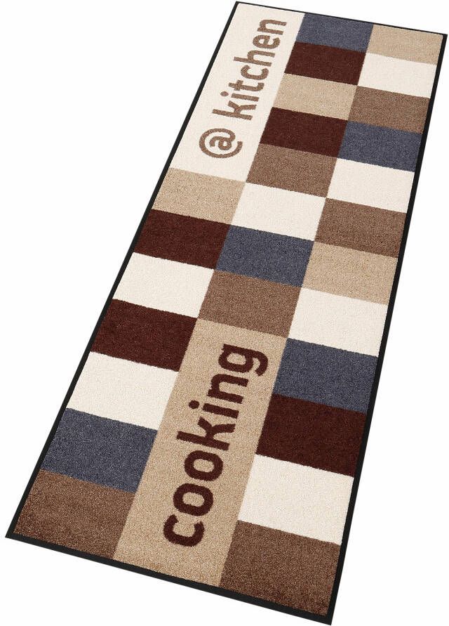Wash+dry by Kleen-Tex Keukenloper @kitchen brownish met quote antislip geschikt voor binnen en buiten wasbaar keuken