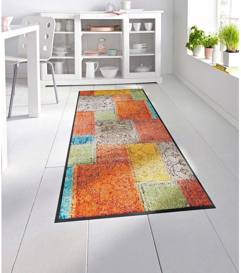 Wash+dry by Kleen-Tex Loper Vintage Patches Inloopmatten modern patchworkdesign antislip wasbaar