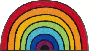 Wash+dry by Kleen-Tex Mat Round Rainbow Inloopmat motief regenboog geschikt voor binnen en buiten wasbaar