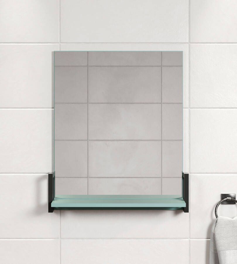 Welltime Badspiegel Malcesine rechthoekige badkamerspiegel met plankje breedte 64 cm grijsblauw (1 stuk) - Foto 7