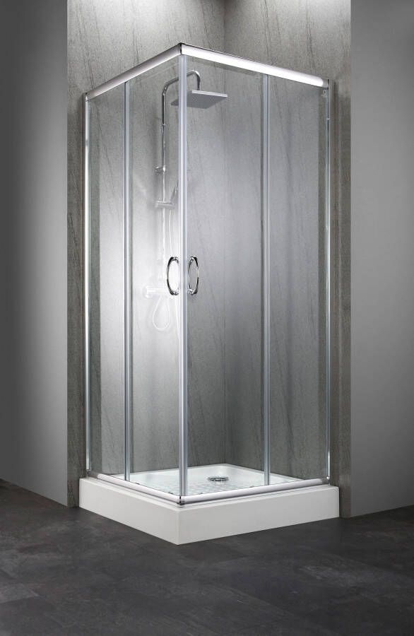 Welltime Hoekdouchecabine Summer met groot verstelbereik doucheafscheiding met schuifdeuren 90 cm x 90 cm