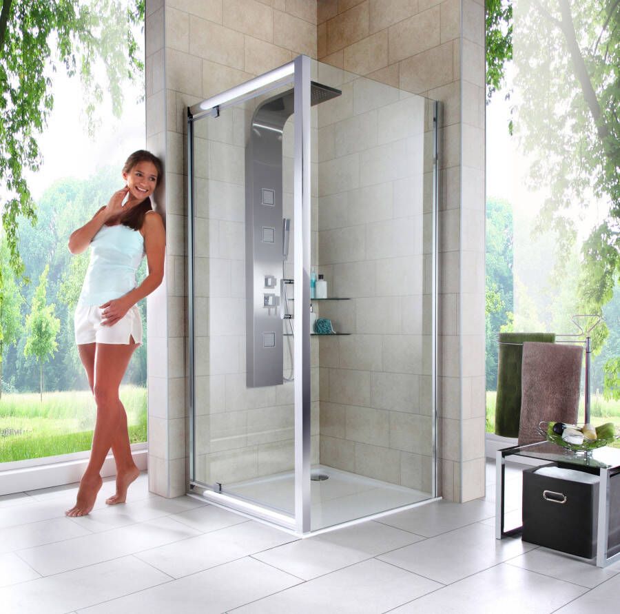 Welltime Hoekdouchecabine Texas Douche inclusief metalen grepen douchecabine doucheafscheiding met draaideur 90 cm x 90 cm - Foto 6