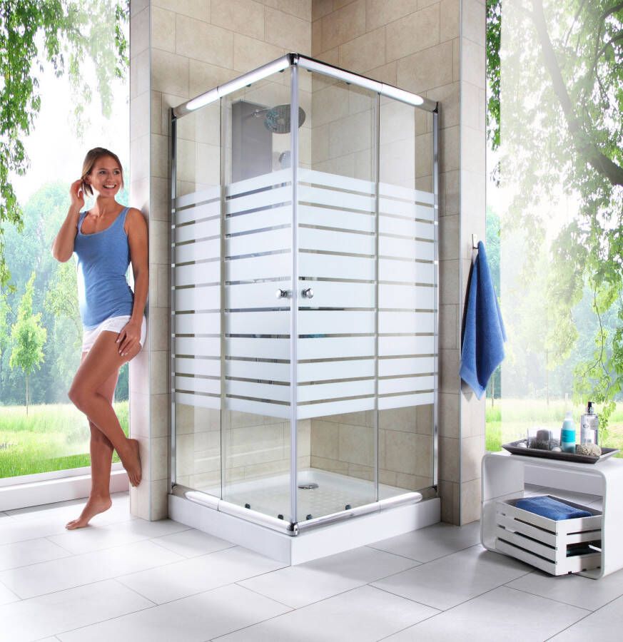 Welltime Hoekdouchecabine Trento Banda Plus Anti-kalkencoating variabel verstelbereik met schuifdeuren 90 cm x 90 cm - Foto 7