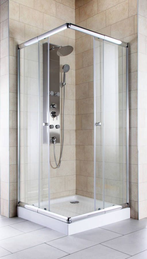 Welltime Hoekdouchecabine Trento Plus Anti-kalkencoating variabel verstelbereik met schuifdeuren 90 cm x 90 cm - Foto 6