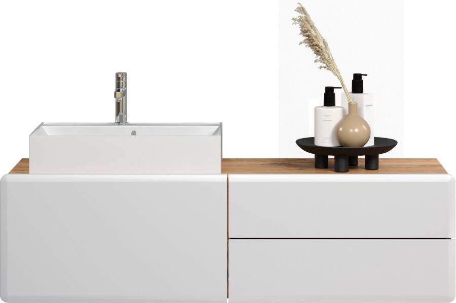 Welltime Wastafelonderkast Sanremo Matwit eiken bxhxd: 143x40x53 cm 60 cm wasbak inclusief (2-delig)