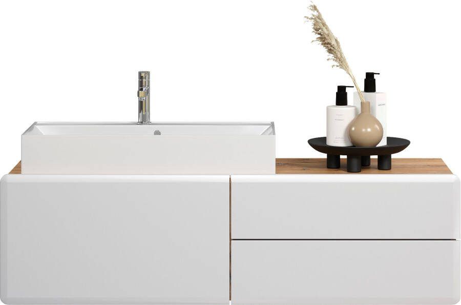 Welltime Wastafelonderkast Sanremo Matwit eiken bxhxd: 143x40x53 cm 80 cm wasbak inclusief (2-delig)