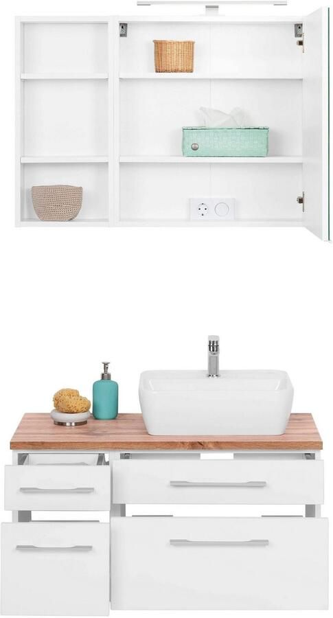 Welltime Badkamerserie Davos Breedte 50 cm met hoekige wasbak (3-delig) - Foto 5