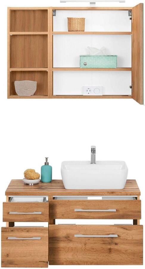 Welltime Badkamerserie Davos Breedte 50 cm met hoekige wasbak (3-delig) - Foto 3