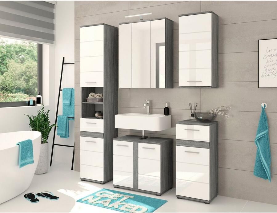 Welltime Wastafelonderkast LUCCA TOPSELLER! Breedte 60 cm 2 deuren 2 vakken met sifonaansluiting - Foto 4