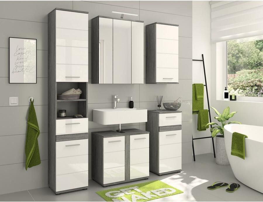 Welltime Hangend kastje LUCCA TOPSELLER! Breedte 35 cm 1 deur (TA verwisselbaar) 2 legplanken - Foto 2