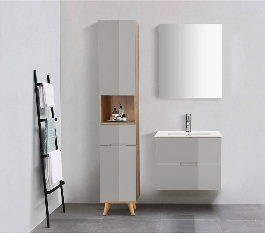 Welltime Spiegelkast Lund badkamerkast kast bad WC spiegel zonder led Badkamerspiegelkast spiegel badkamerspiegel met 2 deuren breedte 60 cm - Foto 3