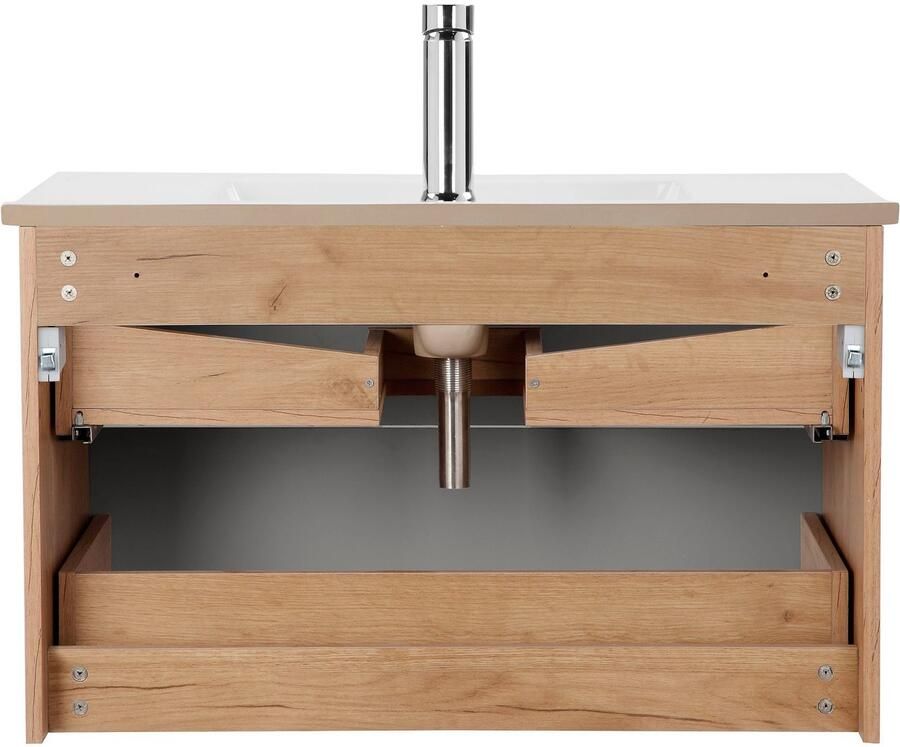 Welltime Wastafelonderkast Lund badkamerkast onderkast met bekken Wastafelmeubel met wasbak en 2 laden breedte 80 cm (set) - Foto 4