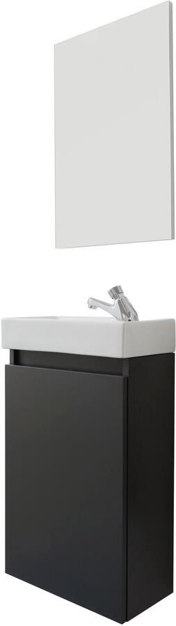 Welltime Badkamerserie Oslo 2-teilig Wastafelonderkast met wasbak en spiegel breedte 40 cm gastenwastafel (complete set 3 stuks) - Foto 10