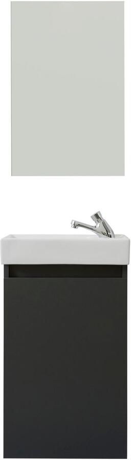 Welltime Badkamerserie Oslo 2-teilig Wastafelonderkast met wasbak en spiegel breedte 40 cm gastenwastafel (complete set 3 stuks) - Foto 8