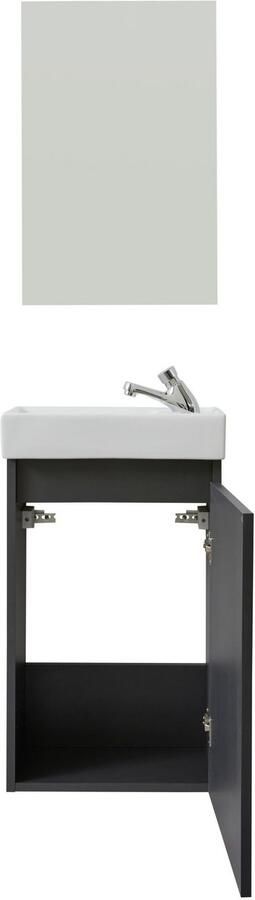 Welltime Badkamerserie Oslo 2-teilig Wastafelonderkast met wasbak en spiegel breedte 40 cm gastenwastafel (complete set 3 stuks) - Foto 9