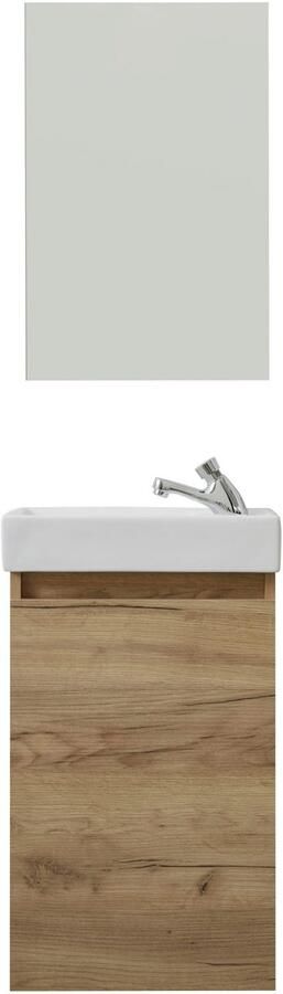 Welltime Badkamerserie Oslo 2-teilig Wastafelonderkast met wasbak en spiegel breedte 40 cm gastenwastafel (complete set 3 stuks) - Foto 8