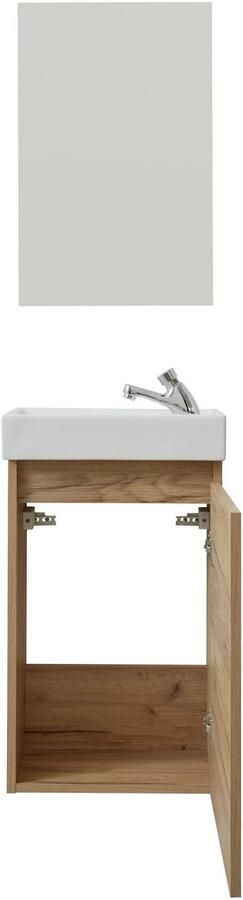 Welltime Badkamerserie Oslo 2-teilig Wastafelonderkast met wasbak en spiegel breedte 40 cm gastenwastafel (complete set 3 stuks) - Foto 9