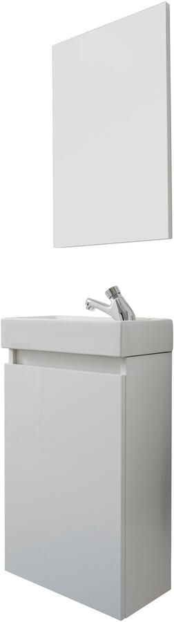 Welltime Badkamerserie Oslo 2-teilig Wastafelonderkast met wasbak en spiegel breedte 40 cm gastenwastafel (complete set 3 stuks) - Foto 10