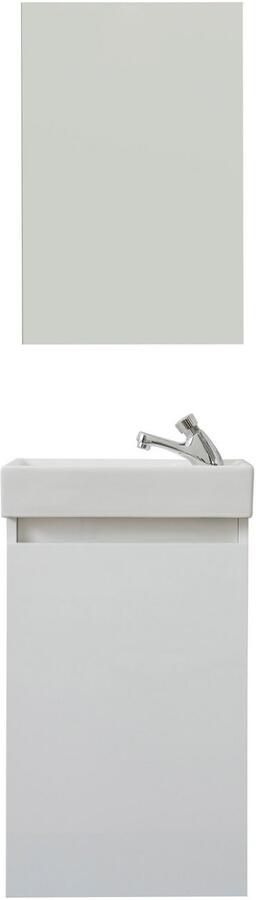 Welltime Badkamerserie Oslo 2-teilig Wastafelonderkast met wasbak en spiegel breedte 40 cm gastenwastafel (complete set 3 stuks) - Foto 8