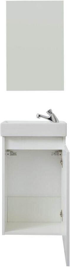 Welltime Badkamerserie Oslo 2-teilig Wastafelonderkast met wasbak en spiegel breedte 40 cm gastenwastafel (complete set 3 stuks) - Foto 9