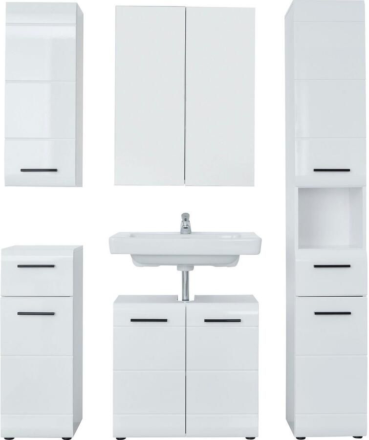 Welltime Badkamerserie Sovana Badkamermeubels met hoogglanzende fronten inclusief opbouwverlichting (set 5-delig) - Foto 8