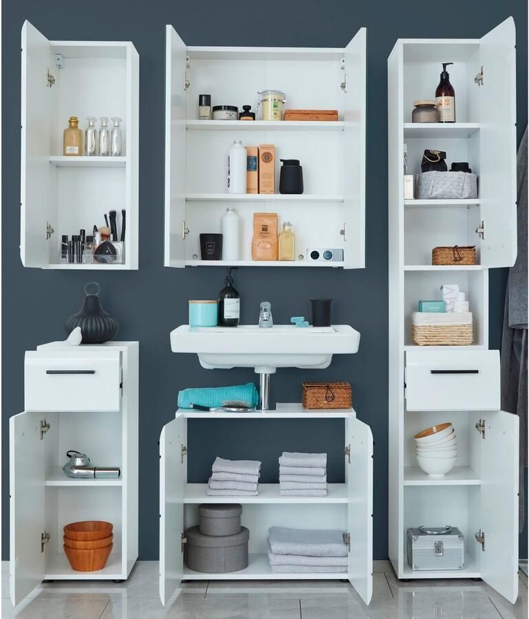 Welltime Badkamerserie Sovana Badkamermeubels met hoogglanzende fronten inclusief opbouwverlichting (set 5-delig) - Foto 7