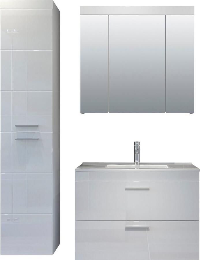 Welltime Badkamerset Dormoletto Hangende badkamermeubels met inbouwwastafel in wit hoogglans (4-delig) - Foto 6