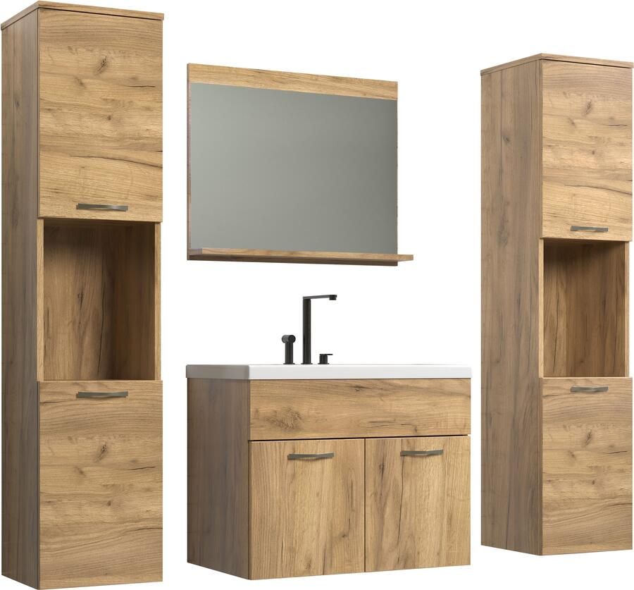 Welltime Badkamerset Kuba Hangkasten wastafel met wastafel en wandspiegel met plank (complete set 4-delig) - Foto 10