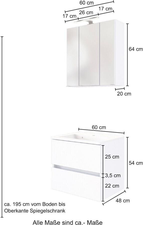 Welltime Badmeubelset Baabe Breedte 60 cm soft-closefunctie (set 2 stuks) - Foto 2