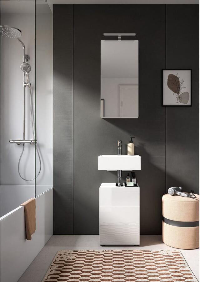 Welltime Spiegelkast BIEL TOPSELLER! breedte 38 cm 1 deur 2 legplanken 3 vakken (1 stuk) - Foto 8