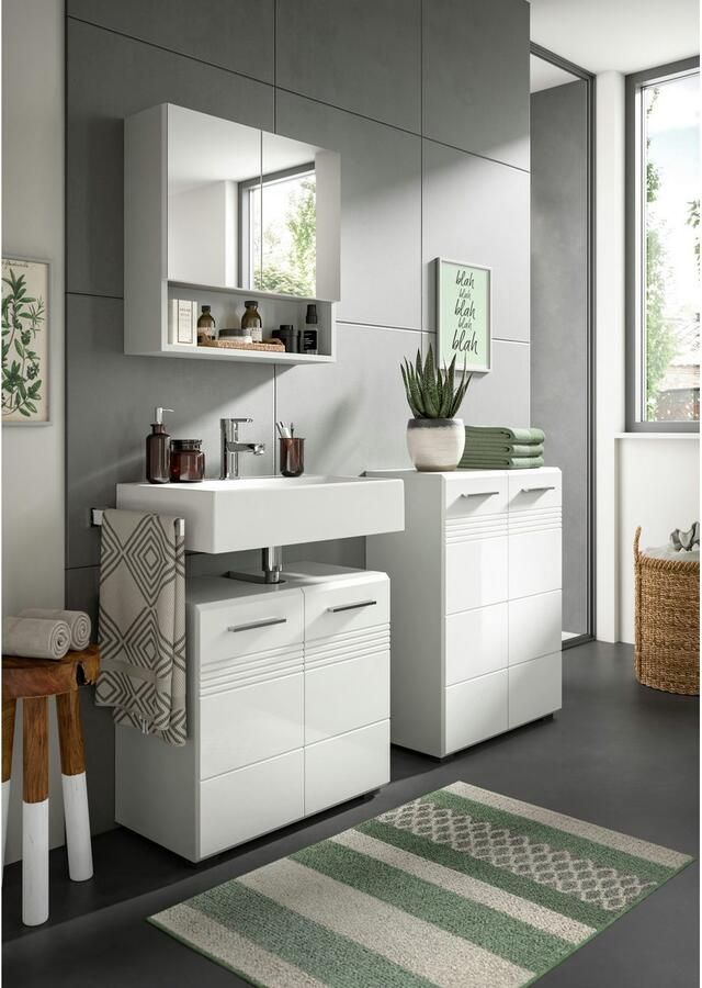 Welltime Halfhoge kast Calcio hoogte 80 cm 2 deuren 2 planken 3 vakken - Foto 2