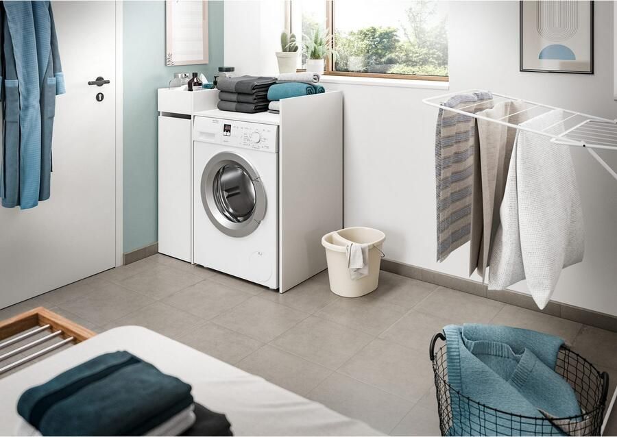 Welltime Badmeubelset Falas 2-delig bestaande uit: badkamerrek & wasmachine ombouwkast Combinatie set badcombinatie badkamer organizer rollenkast ombouwkast (2 stuks) - Foto 5