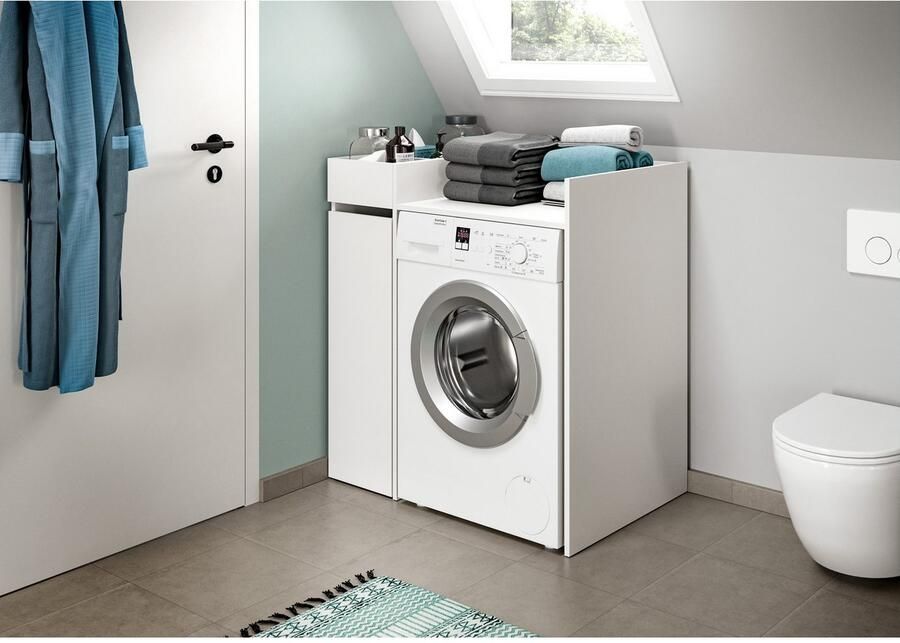 Welltime Badmeubelset Falas 2-delig bestaande uit: badkamerrek & wasmachine ombouwkast Combinatie set badcombinatie badkamer organizer rollenkast ombouwkast (2 stuks) - Foto 4