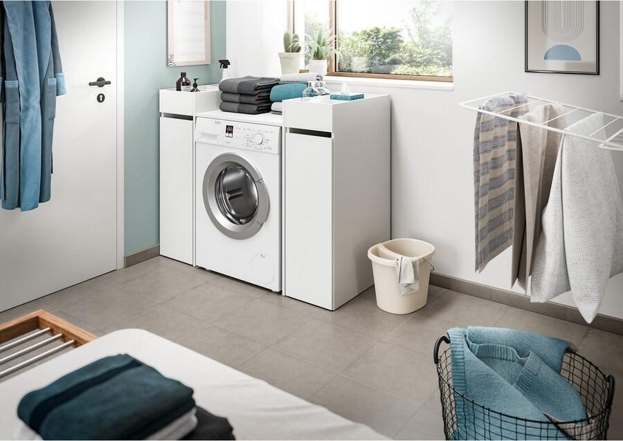 Welltime Badmeubelset Falas 3-delig bestaande uit: 2x badkamerrek & wasmachine ombouwkast Combinatie set badcombinatie badkamer organizer rollenkast ombouwkast (3 stuks) - Foto 4