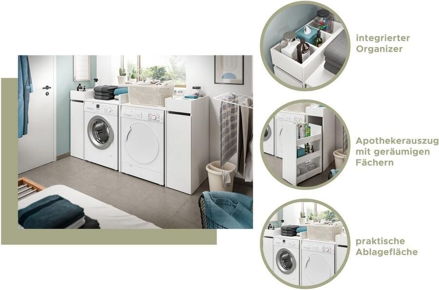 Welltime Aanbouwrek Falas hoogte 101 cm apothekersuitrek met 3 vakken 3 open opbergvakken - Foto 5