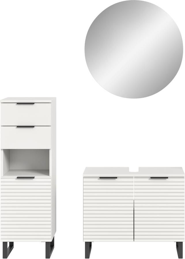 Welltime Badmeubelset Litica breedte 120 cm hoogwaardige groeffrezing metalen slede (3 stuks) - Foto 8