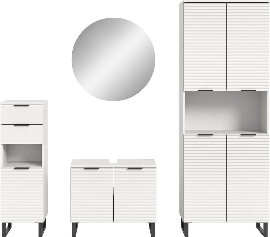 Welltime Badmeubelset Litica breedte 205 cm hoogwaardige groeffrezing metalen slede (4 stuks) - Foto 7