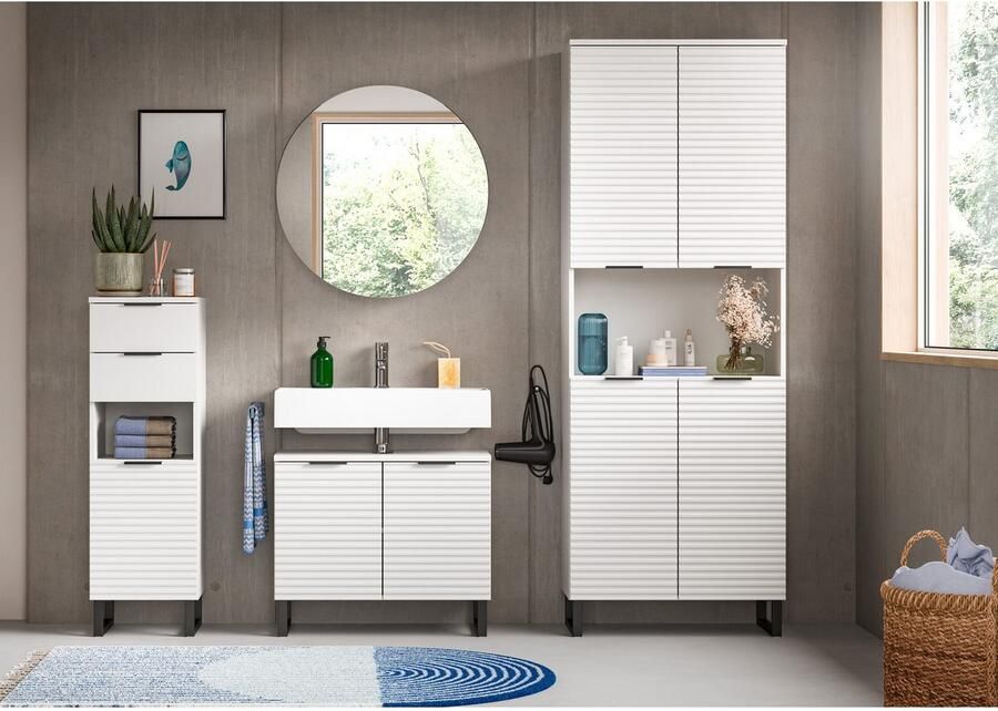 Welltime Wastafelonderkast Litica breedte 70 cm incl. afvoeropening 1 legplank 2 deuren - Foto 5