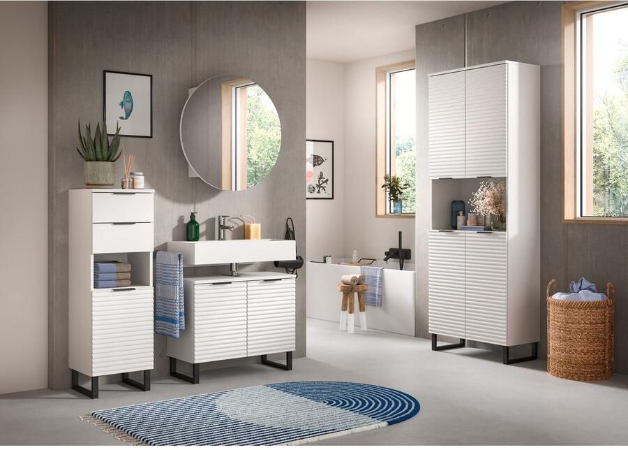 Welltime Wastafelonderkast Litica breedte 70 cm incl. afvoeropening 1 legplank 2 deuren - Foto 4