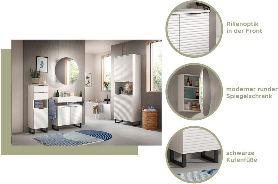 Welltime Wastafelonderkast Litica breedte 70 cm incl. afvoeropening 1 legplank 2 deuren - Foto 6