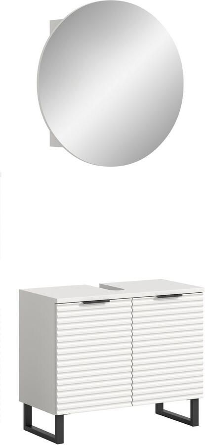 Welltime Badmeubelset Litica breedte 70 cm hoogwaardige groeffrezing metalen slede (2 stuks) - Foto 5