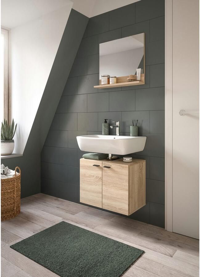 Welltime Badmeubelset Tampa bestaand uit wastafelonderkast en spiegel breedte 57cm(set 2 stuks) - Foto 2