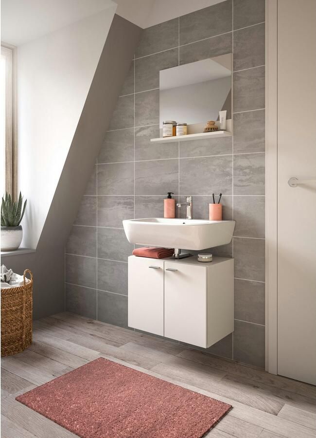 Welltime Badmeubelset Tampa bestaand uit wastafelonderkast en spiegel breedte 57cm(set 2 stuks)