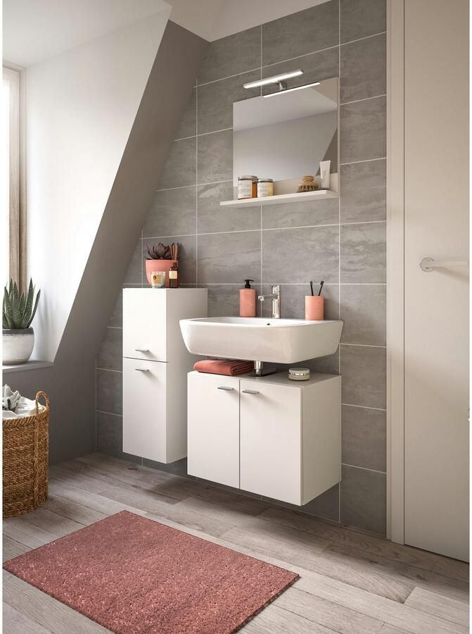 Welltime Badmeubelset Tampa breedte 102cm 3-delig Wastafelonderkast spiegel halfhoge kast (3 stuks) - Foto 7